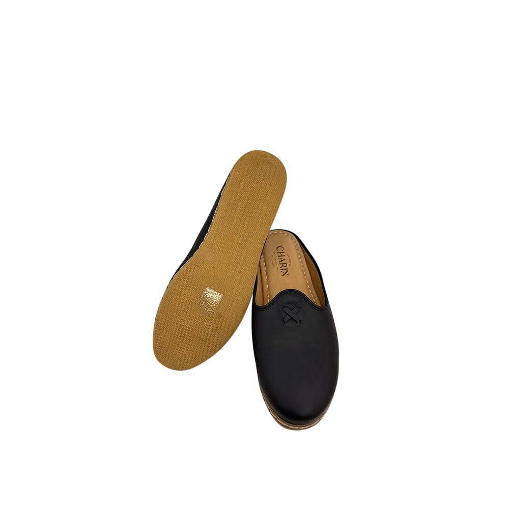 NWOT Charix Shoes Black Slip On Backless Leather Mules Women's Size 6.5 - Picture 4 of 5